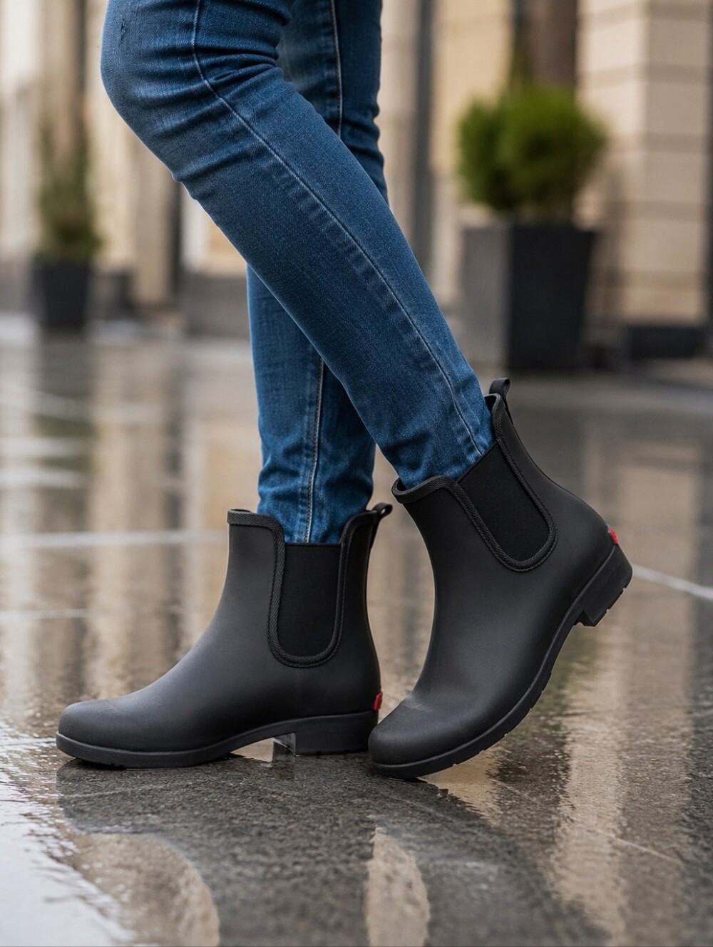 Chooka Eastlake Black Chelsea Rain Boot Size 6